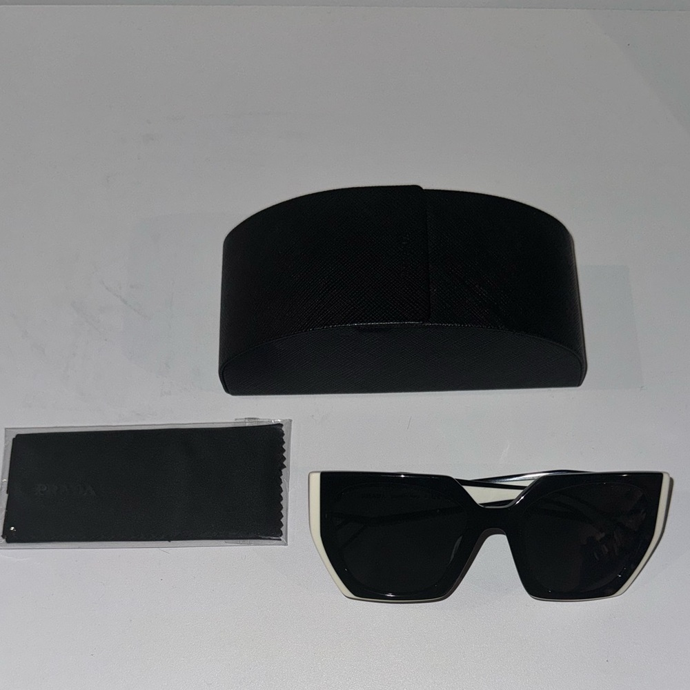 Prada Black and White Rectangular Cat Eye Sunglasses